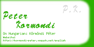 peter kormondi business card