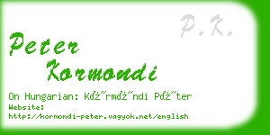 peter kormondi business card